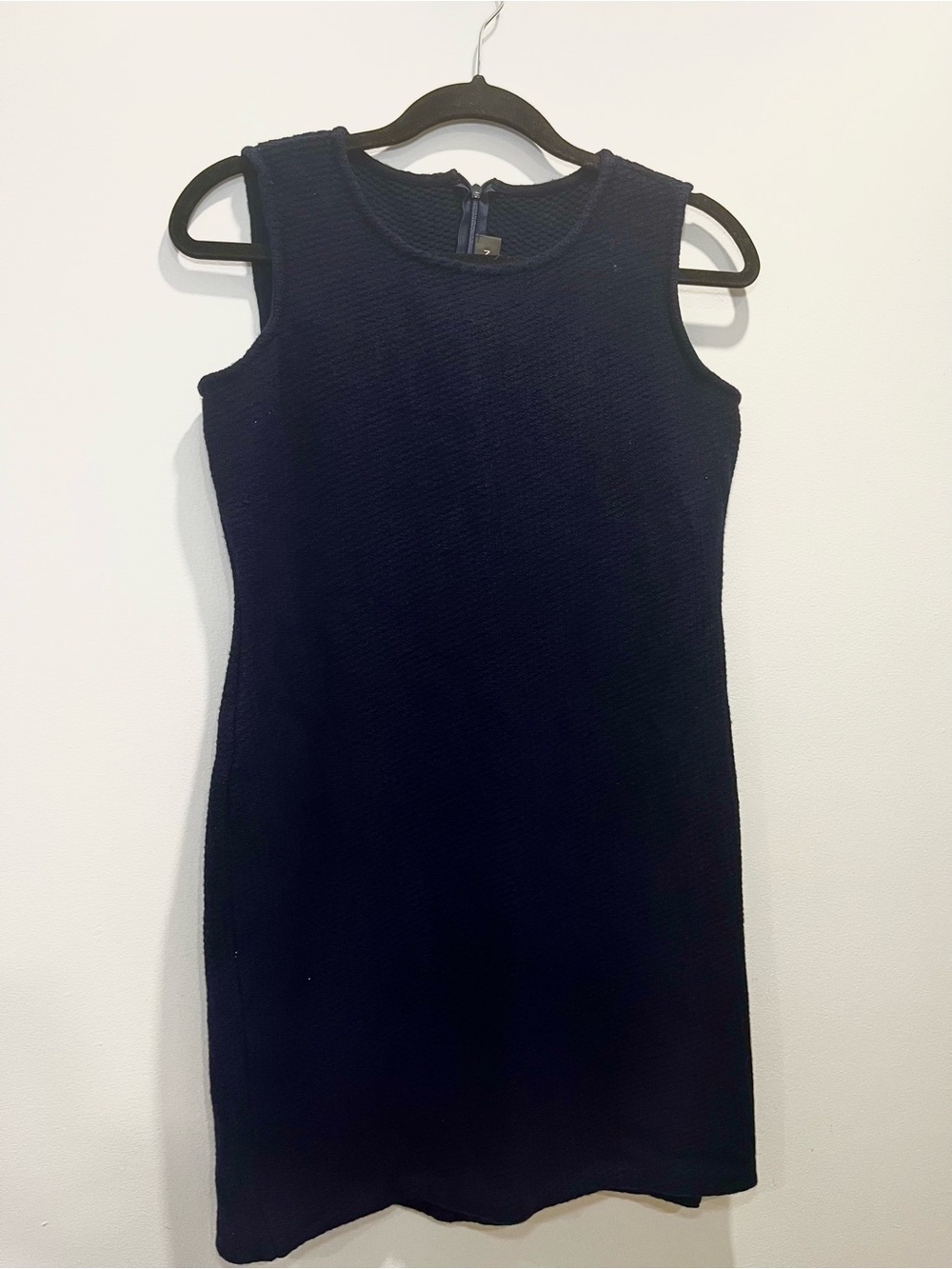 St. John Wool Knit Sleeveless Navy Blue Sheath Vintage Dress size Medium 10